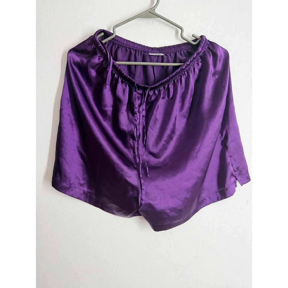 Cabernet Sleepwear Purple Satin Pajama Shorts M Drawstring Lingerie Loungewear